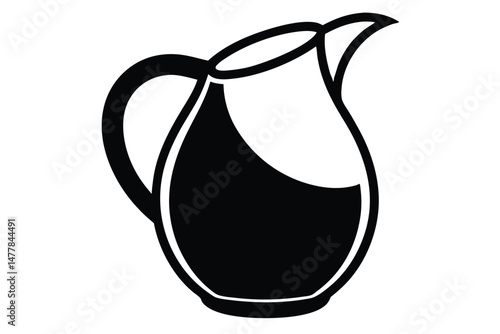 Black and White Silhouette Illustration of a Pitcher with Liquid Inside