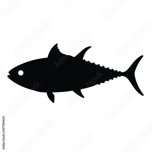 skipjack tuna vector silhouette icon - ideal for fishing logos, seafood icons, and aquatic-themed graphics.
