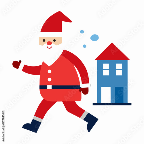 Santa-coming-home  Vector Illustration | Printable Holiday Graphic Design for Digital Download
