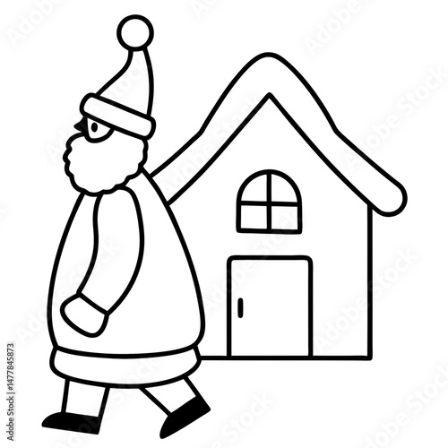 Santa-coming-home  Vector Illustration | Printable Holiday Graphic Design for Digital Download