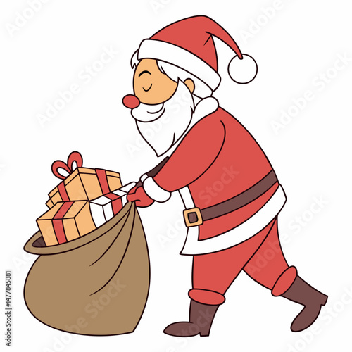 Santa-coming-home  Vector Illustration | Printable Holiday Graphic Design for Digital Download