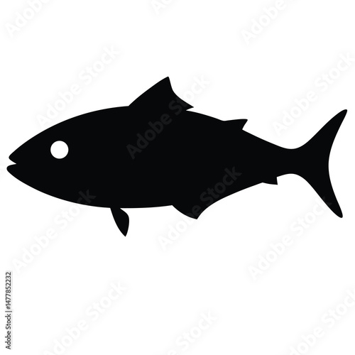 spanish mackerel vector silhouette icon - ideal for fishing logos, seafood icons, and aquatic-themed graphics.