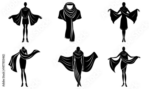 Oversized Fashion Scarf silhouette vector