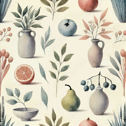 Still Life Fruit Print Design in Vector