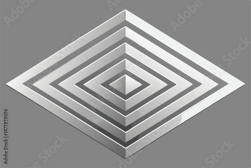 Abstract 3D geometric shapes in black and white form a labyrinthine puzzle, suggesting a challenging business concept to find the path to success