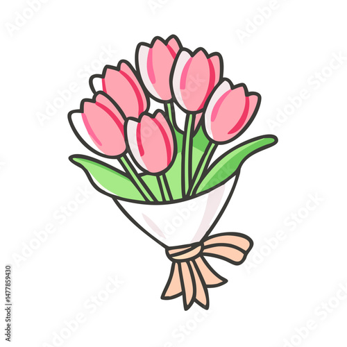 tulip bouquet icon, tulip bouquet vector illustration-simple illustration of tulip bouquet, perfect for tulip bouquet logos and icons