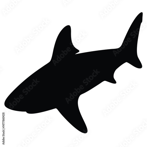 thresher shark vector silhouette icon - ideal for fishing logos, seafood icons, and aquatic-themed graphics.