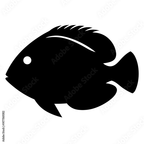 tilapia vector silhouette icon - ideal for fishing logos, seafood icons, and aquatic-themed graphics.