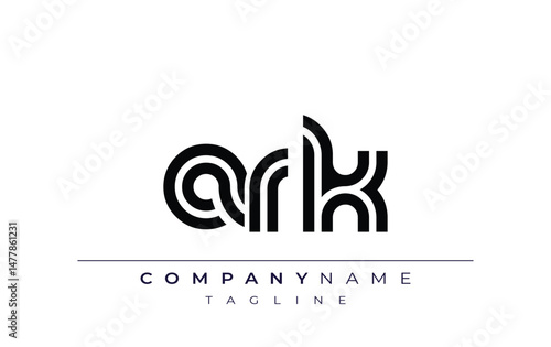 ARK Creative Unique Modern Letter Logo Design. Stylized logo featuring a unique letter design, presenting abstract minimalist aesthetics and modern appeal.