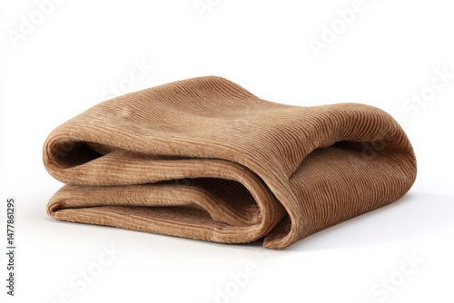 Soft, light brown corduroy fabric folded neatly on a white background. The texture is rich and inviting.