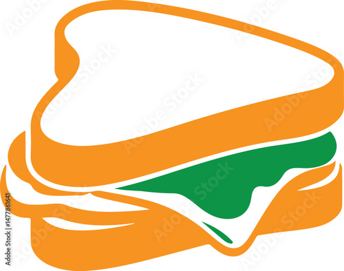 sandwich silhouette with lettuce and cheese, simple sub bun with filling vector, snack sandwich icon
