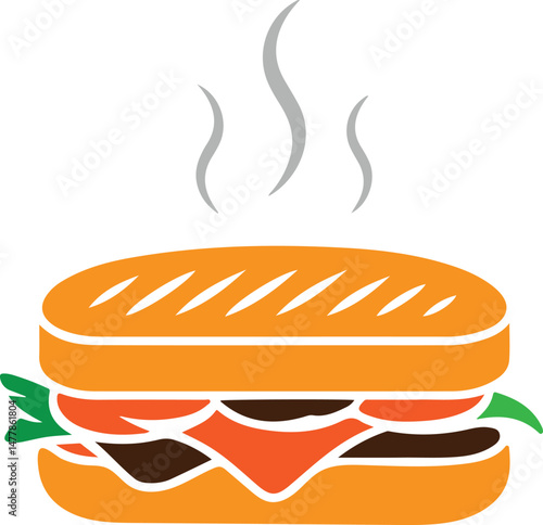 sandwich bun silhouette with filling, bread vector, sandwich silhouette design