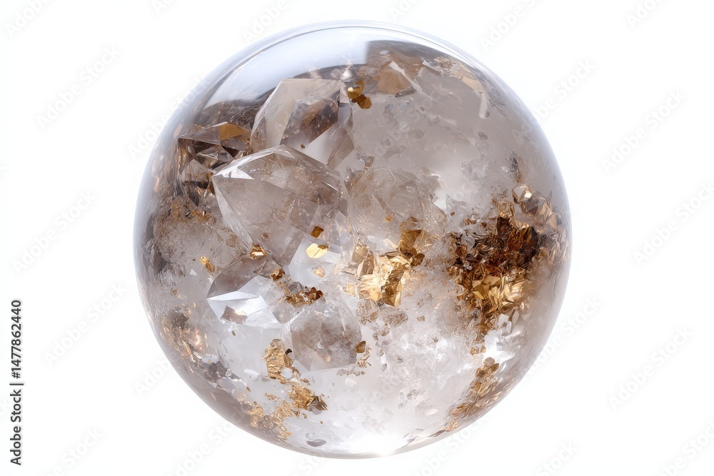 Smoky quartz sphere with golden inclusions. A captivating gemstone sphere. Smoky quartz sphere with golden inclusions. A captivating gemstone sphere.