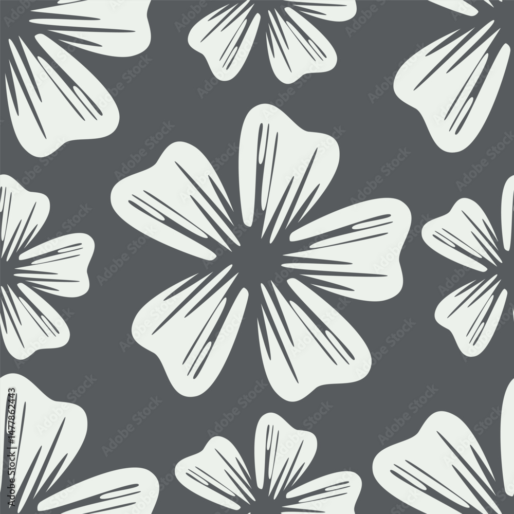 Trendy floral seamless pattern. Simple red and beige daisy. Spring flower template for packaging, postcards, textile printing, wallpaper. Hand drawn illustration isolated on white background Trendy floral seamless pattern. Simple red and beige daisy. Spring flower template for packaging, postcards, textile printing, wallpaper. Hand drawn illustration isolated on white background