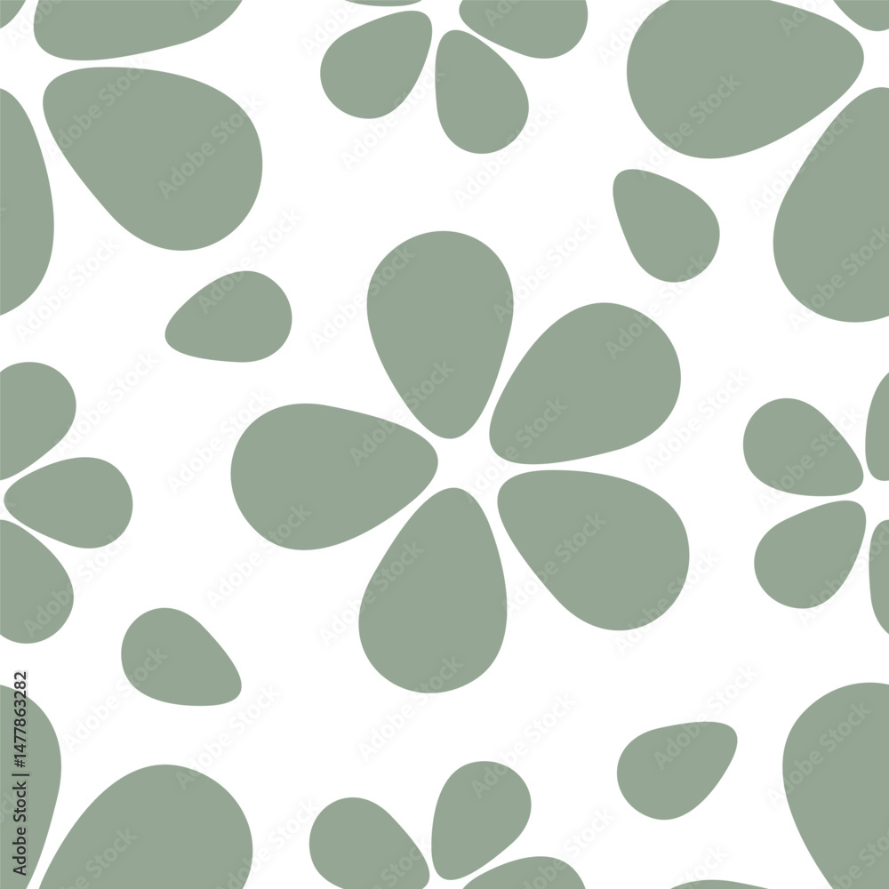 Fototapeta premium Trendy floral seamless pattern. Simple red and beige daisy. Spring flower template for packaging, postcards, textile printing, wallpaper. Hand drawn illustration isolated on white background