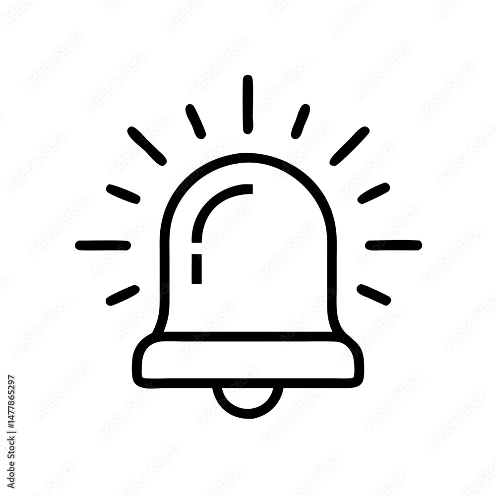 Outline of a bell with sound lines representing alert concept Outline of a bell with sound lines representing alert concept