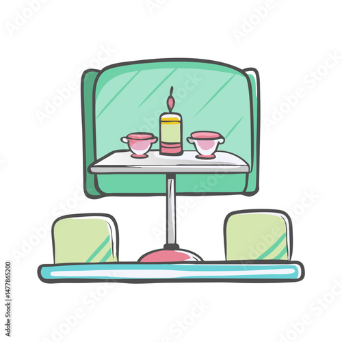 vintage diner booth icon, vintage diner booth vector illustration-simple illustration of vintage diner booth, perfect for vintage diner booth logos and icons