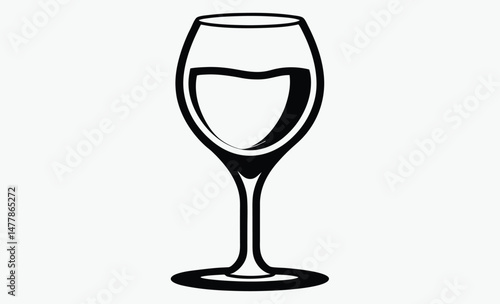 wine glass icon, tasting silhouette, drink vector symbol