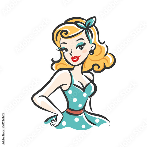vintage pin up girl icon, vintage pin up girl vector illustration-simple illustration of vintage pin up girl, perfect for vintage pin up girl logos and icons