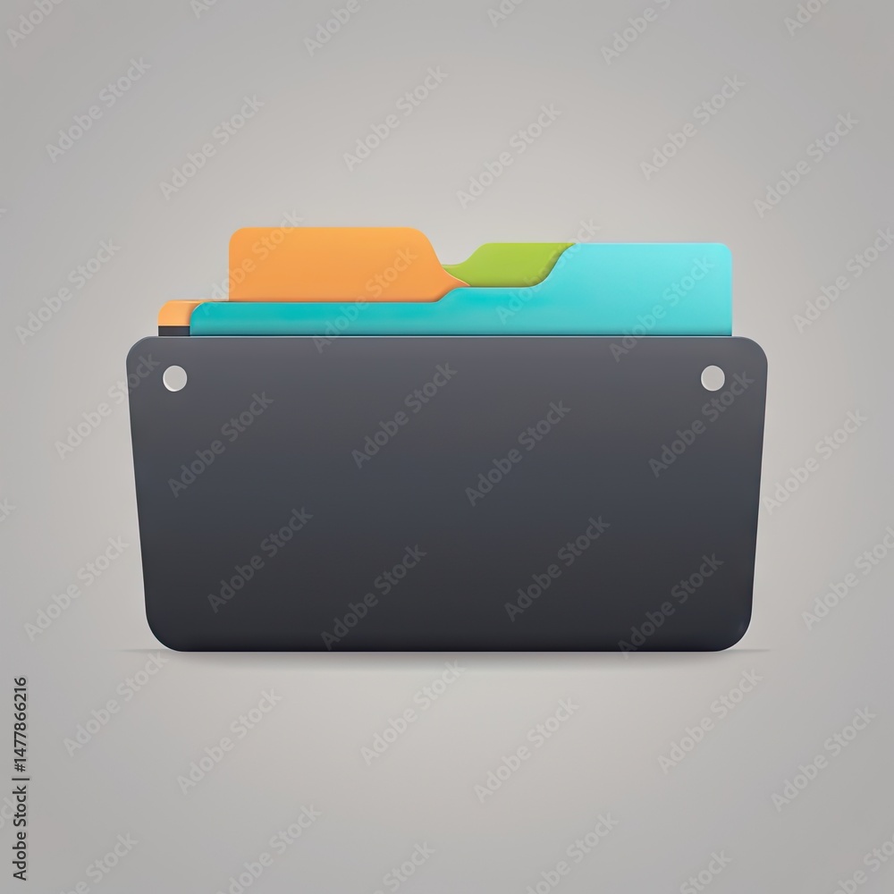 Modern File Folder Icon – Minimalist Document Storage Symbol for Digital Interface Design