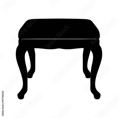 vanity stool vector silhouette icon - perfect for furniture icons, decals, or SVG crafts.
