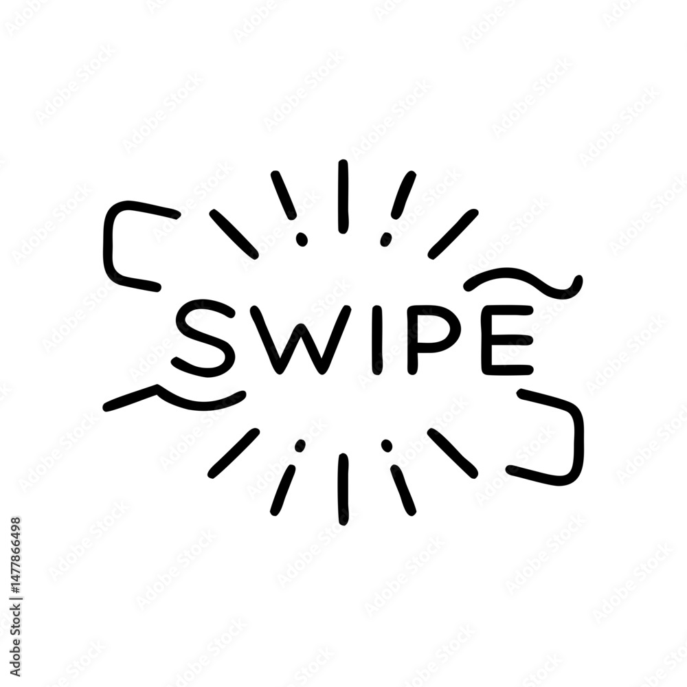 Minimalistic swipe gesture icon with lines and bursts design Minimalistic swipe gesture icon with lines and bursts design
