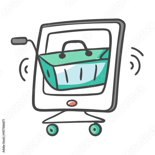 virtual shopping cart icon, virtual shopping cart vector illustration-simple illustration of virtual shopping cart, perfect for virtual shopping cart logos and icons