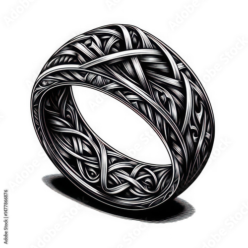 Intricate, Ornate Ring Design in Detailed Line Art
