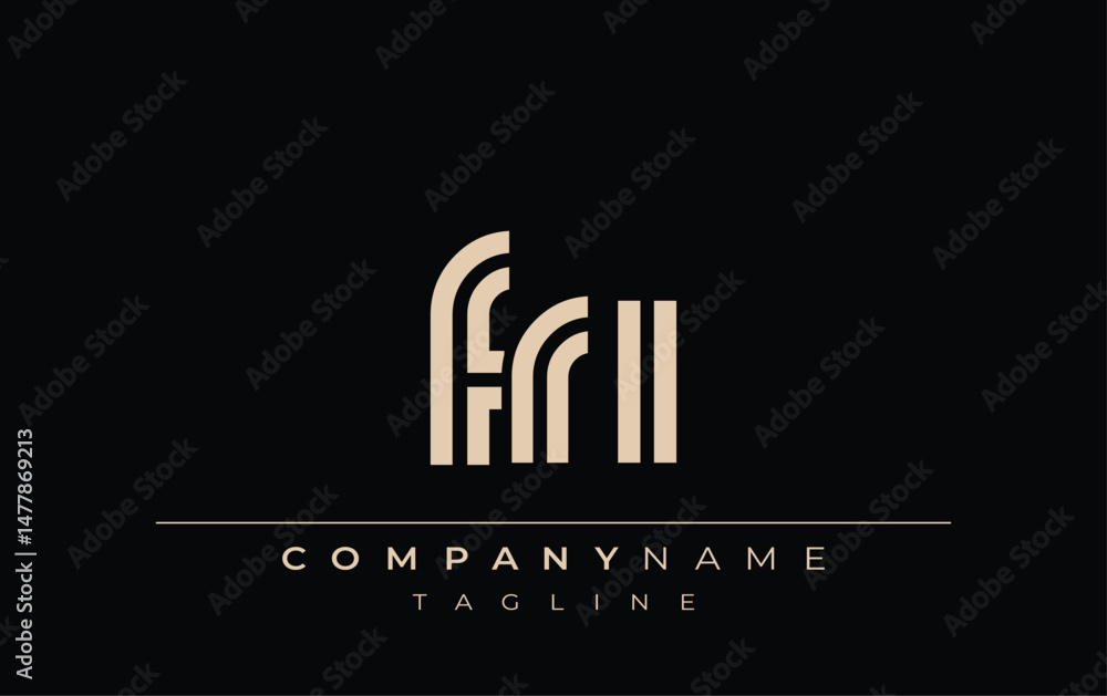 Fototapeta premium FRI Creative Unique Modern Letter Logo Design. Stylized logo featuring a unique letter design, presenting abstract minimalist aesthetics and modern appeal.