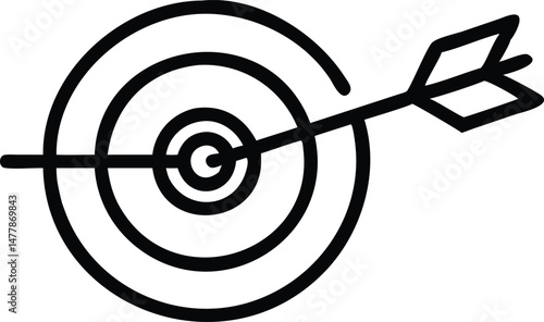 A red dart hits the center bullseye of the target, symbolizing business success and aiming accuracy