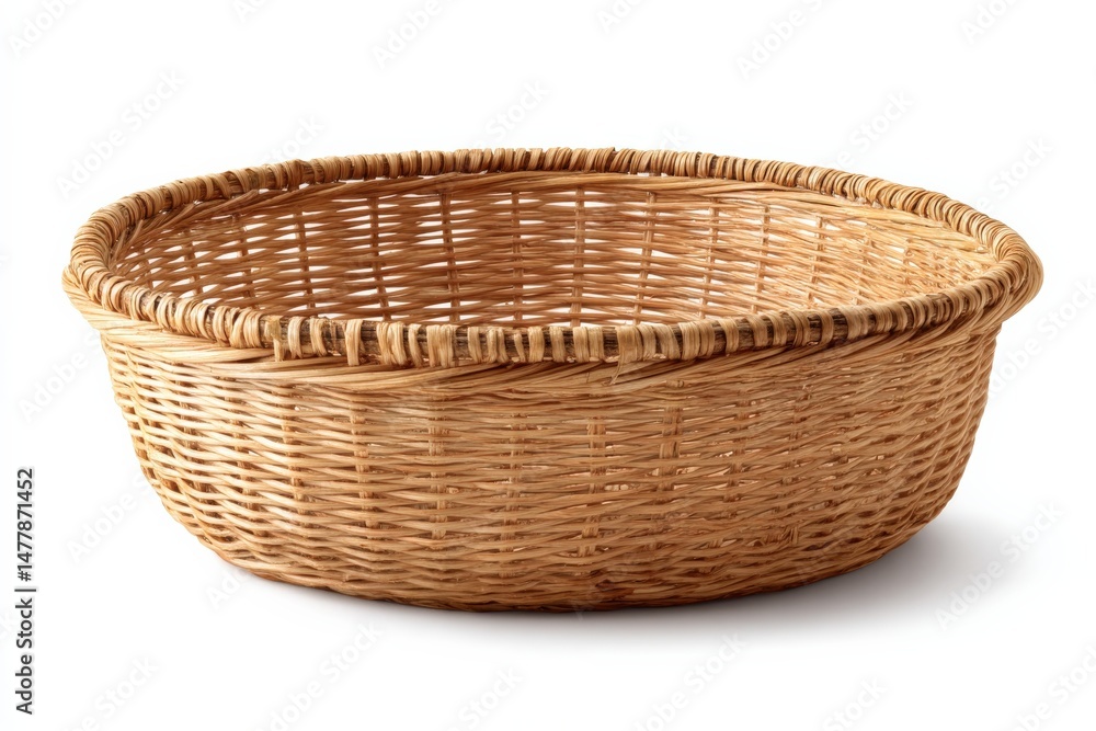 Empty woven basket, light brown, rustic, home decor. Empty woven basket, light brown, rustic, home decor.