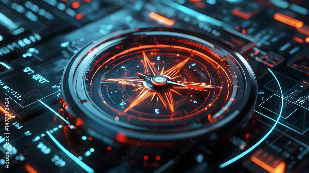 custom made wallpaper toronto digitalFuturistic Digital Compass Navigation Interface