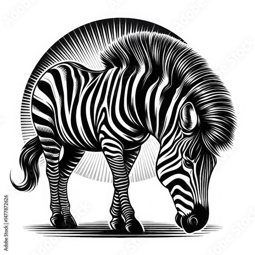 Abstract Zebra Silhouette in Striking Black and White