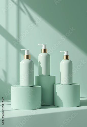 Wallpaper Mural minimalistic cosmetic product mockup modern plastic bottles  Torontodigital.ca