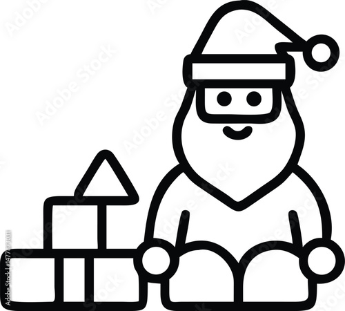 Santa Claus with toy blocks and vehicles icon