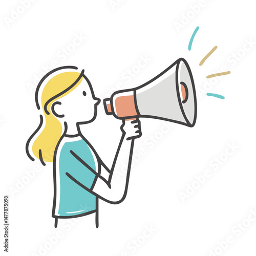 woman with a megaphone icon, woman with a megaphone vector illustration-simple illustration of woman with a megaphone, perfect for woman with a megaphone logos and icons