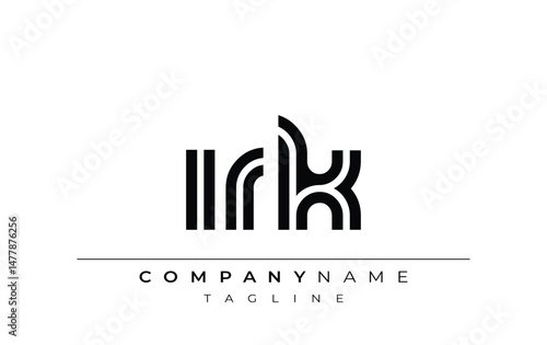 IRK Creative Unique Modern Letter Logo Design. Stylized logo featuring a unique letter design, presenting abstract minimalist aesthetics and modern appeal.