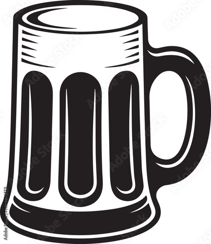Beer Mug Silhouette Vector | Classic Black Vector Art Illustration