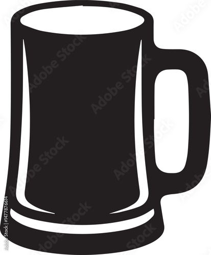Beer Mug Silhouette Vector | Classic Black Vector Art Illustration