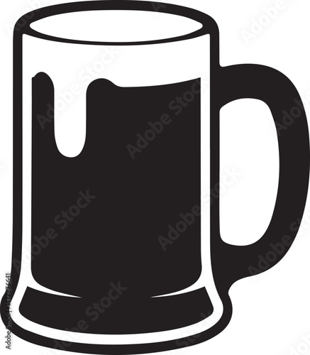 Beer Mug Silhouette Vector | Classic Black Vector Art Illustration