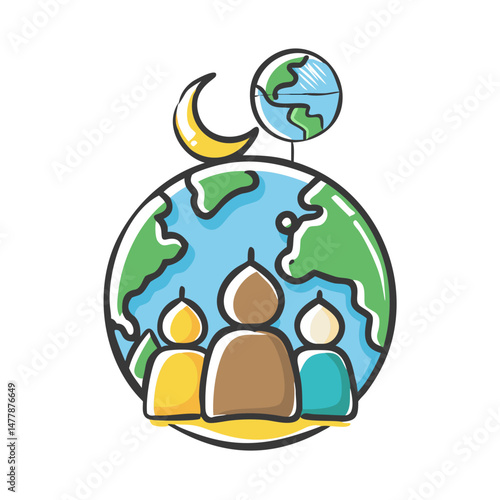 worldwide muslim community icon, worldwide muslim community vector illustration-simple illustration of worldwide muslim community, perfect for worldwide muslim community logos and icons