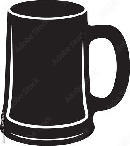 Beer Mug Silhouette Vector | Classic Black Vector Art Illustration