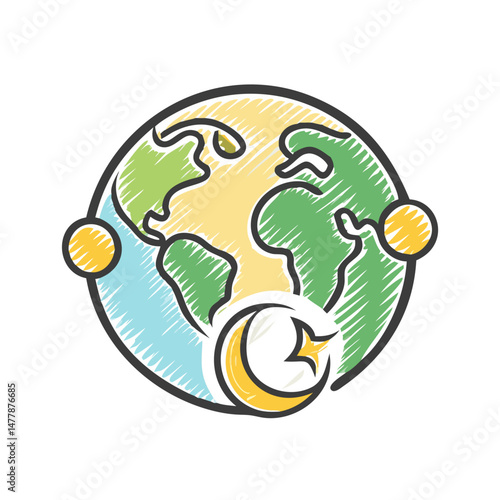 worldwide muslim community icon, worldwide muslim community vector illustration-simple illustration of worldwide muslim community, perfect for worldwide muslim community logos and icons
