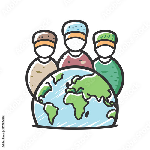 worldwide muslim community icon, worldwide muslim community vector illustration-simple illustration of worldwide muslim community, perfect for worldwide muslim community logos and icons