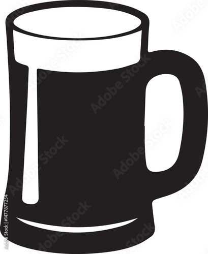 Beer Mug Silhouette Vector | Classic Black Vector Art Illustration