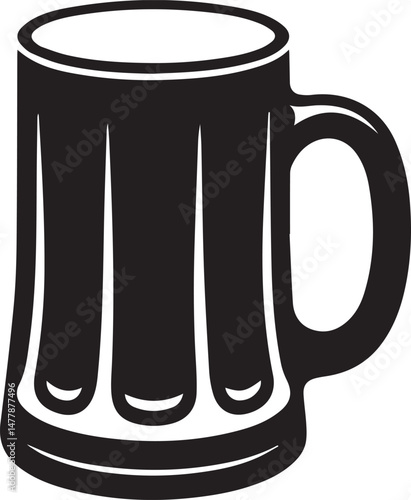 Beer Mug Silhouette Vector | Classic Black Vector Art Illustration