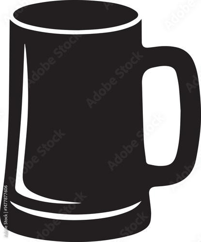 Beer Mug Silhouette Vector | Classic Black Vector Art Illustration