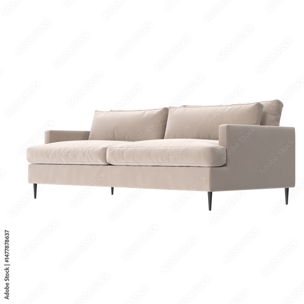Fototapeta premium fabric sofa angled view isolated.
