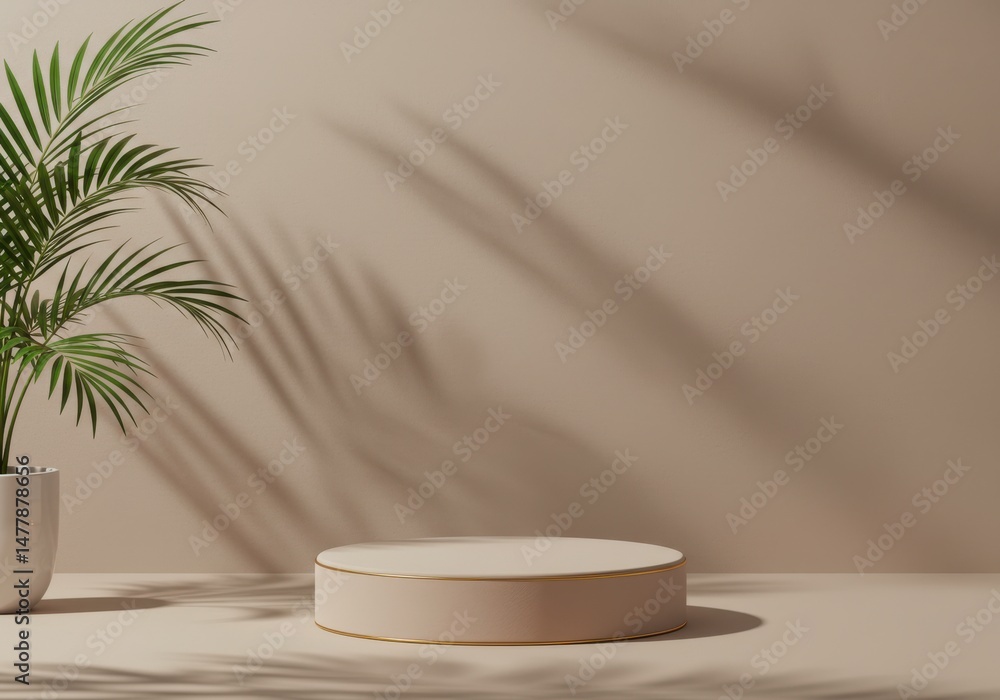 Product display podium with plant and shadows Product display podium with plant and shadows