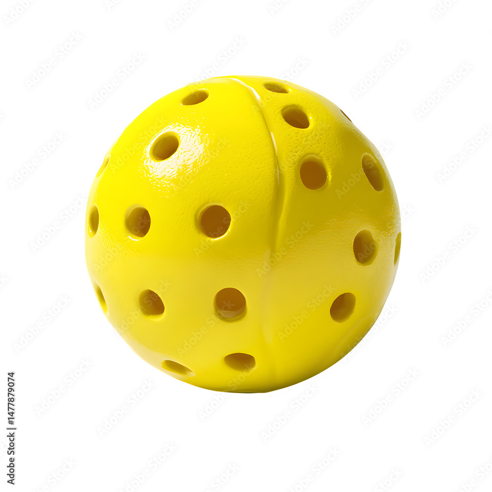 Yellow pickleball sports ball cutout on transparent background Yellow pickleball sports ball cutout on transparent background